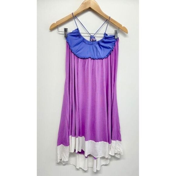 Calypso Christine Celle Purple White Dress XS Spaghetti Strap - Picture 2 of 6